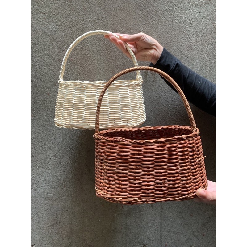 Giỏ cắm hoa bằng mây kiểu túi,size lớn - HN3
