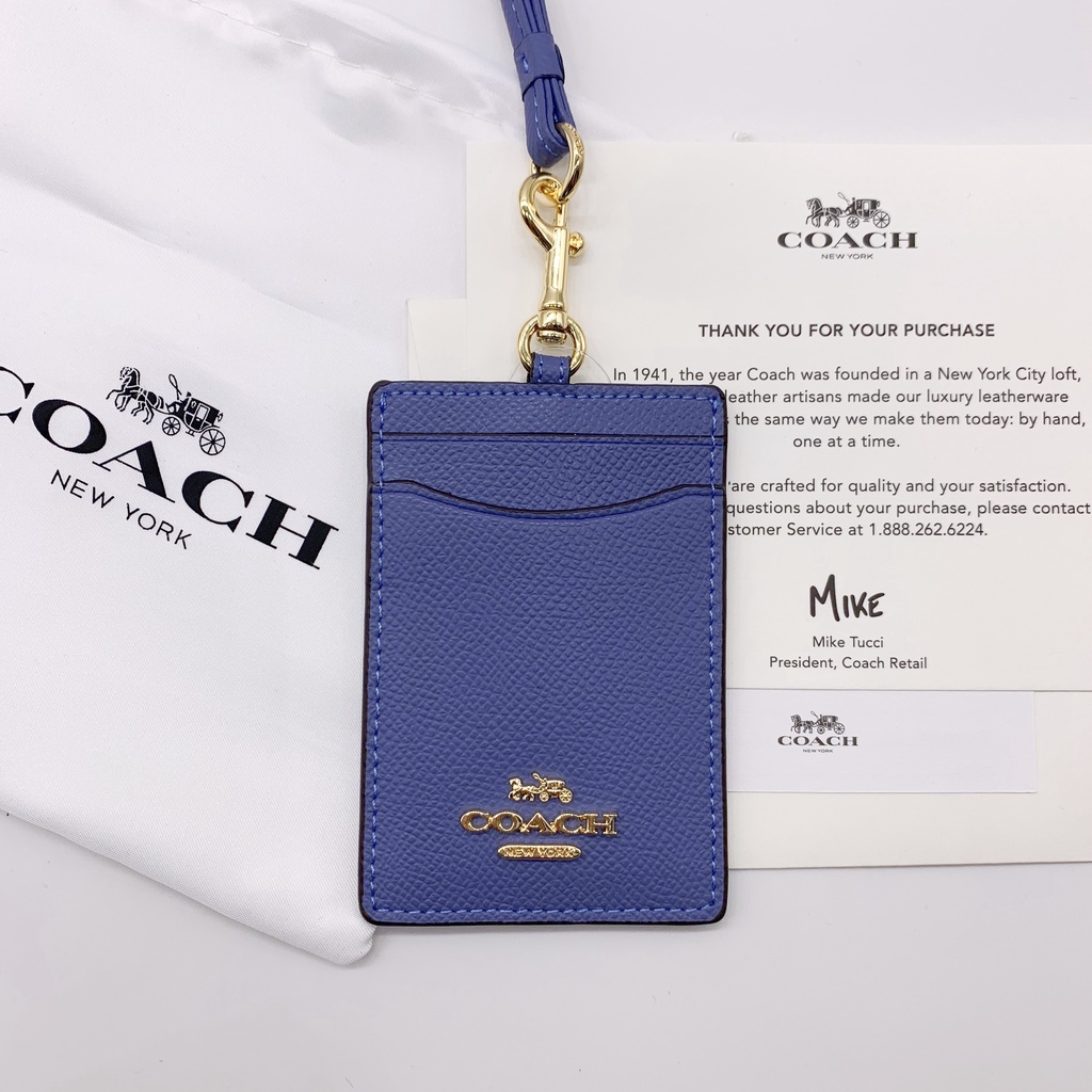 Giá đỡ thẻ COACH ❥ ❈ Logo kim loại Dây buộc làm việc ID đích thực