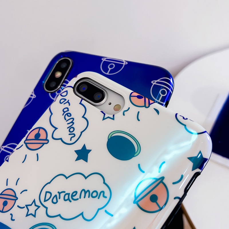 Ốp Điện Thoại Silicon Mặt Kính Hình Doraemon Chống Sốc Cho VIVO Y35 4G Y30 5G Y16 5G Y02S Y01A Y77 5G