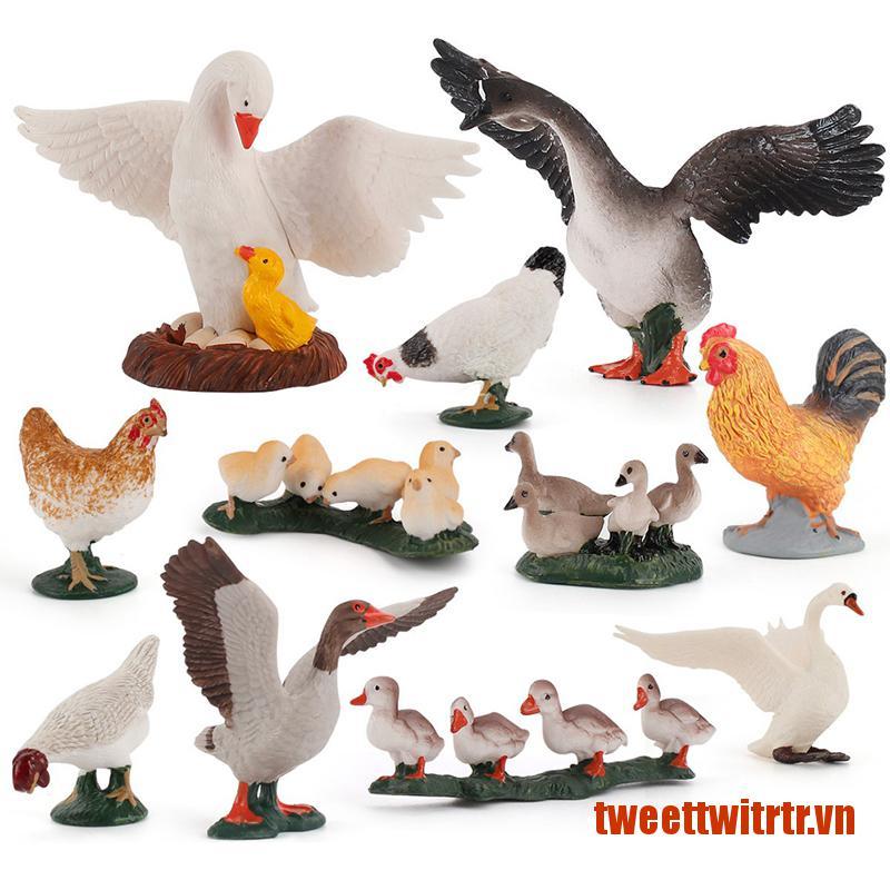 TRTR Farm Simulation Chicken Duck Goose animal model Bonsai figurine home decora