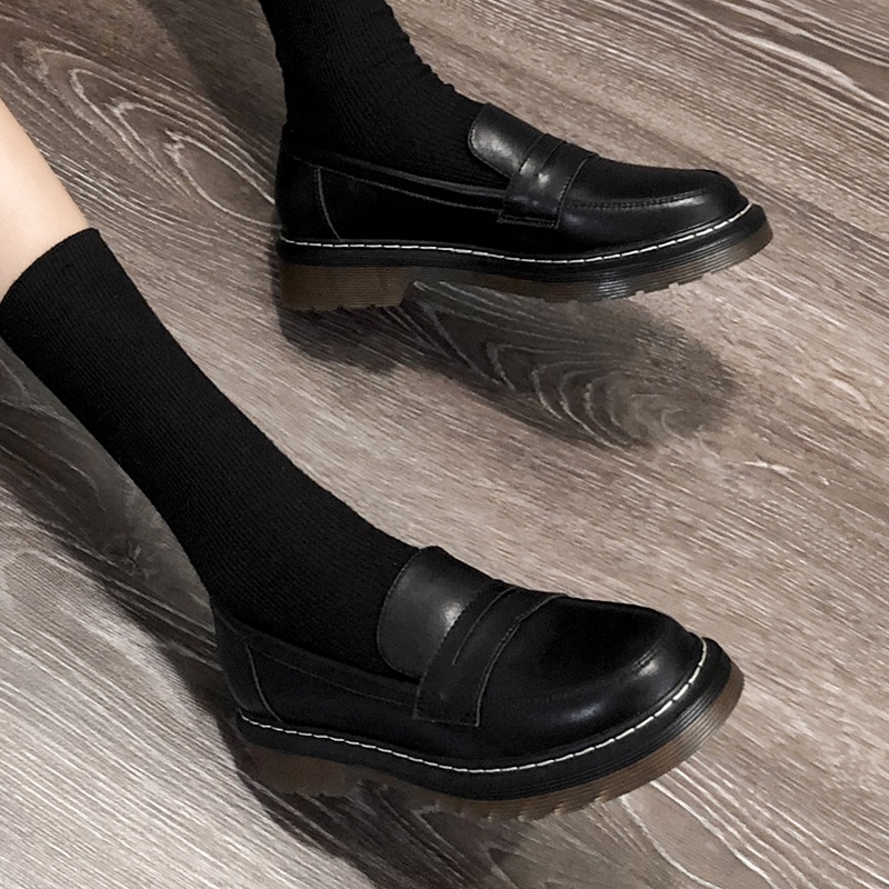Giày Lười Da Kiểu Dáng Thoải Mái Phong Cách Anh Quốc Cổ Điển Size 34-42 Cho Nữ