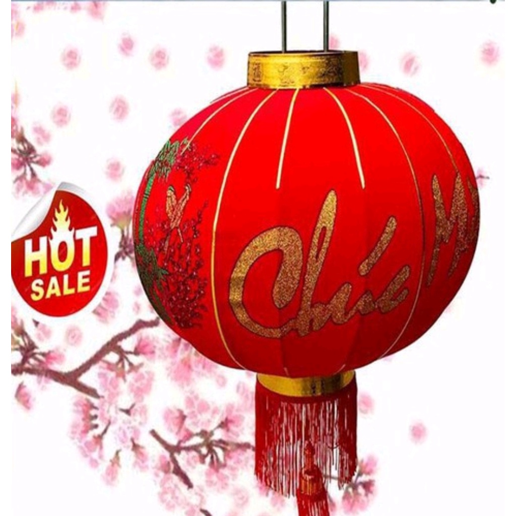 [ Xả Kho] Đèn Lồng Vải Nhung Treo Tết  Size 60cm- 80cm -100cm