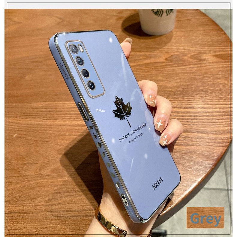 Ốp Điện Thoại Hình Vuông Họa Tiết Lá Phong Cho Vivo 1907 1920 1919 1818 1819 1935 1938 1915 1901 1906 1902 1903 1904