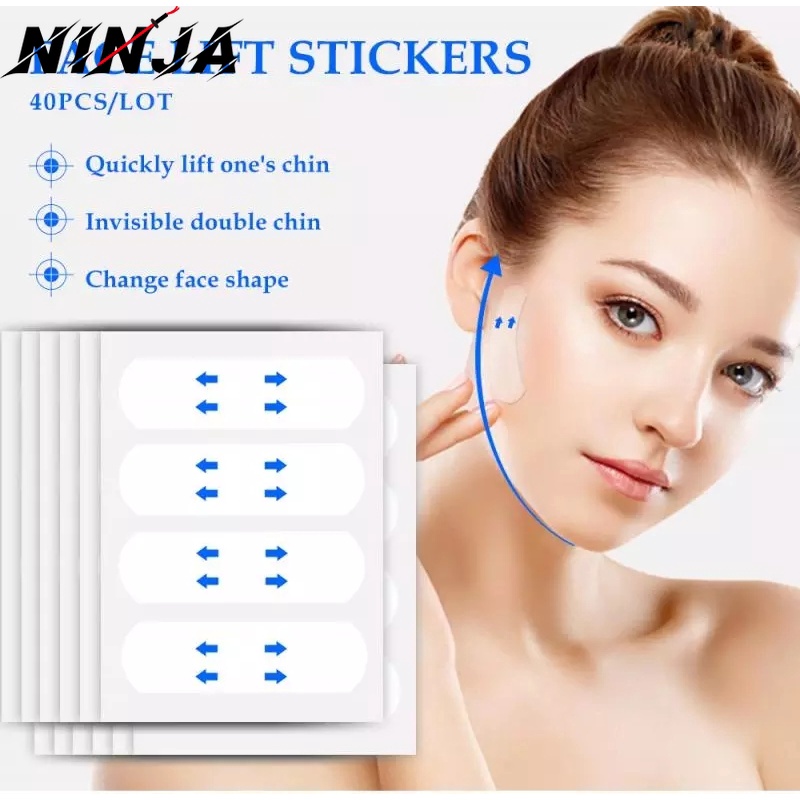 Hộp 40 Miếng Dán Nâng Cơ Mặt Tạo Cằm Chữ V Trong Suốt Chống Nước