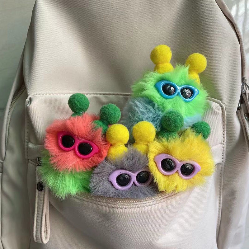 Móc khóa đính phụ kiện con sâu bướm ngộ nghĩnh đáng yêu YKD