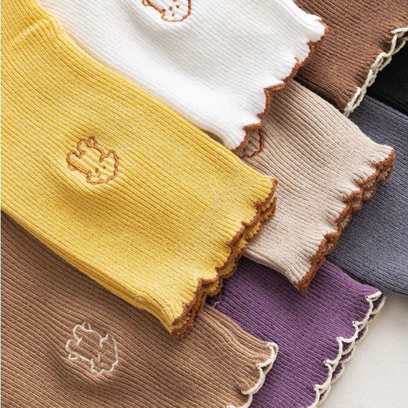 Tất bèo nhún nữ thêu hình chú cún dễ thương vớ chân dài phong cách Nhật Hàn cute đáng yêu thời trang LUMINA TD032