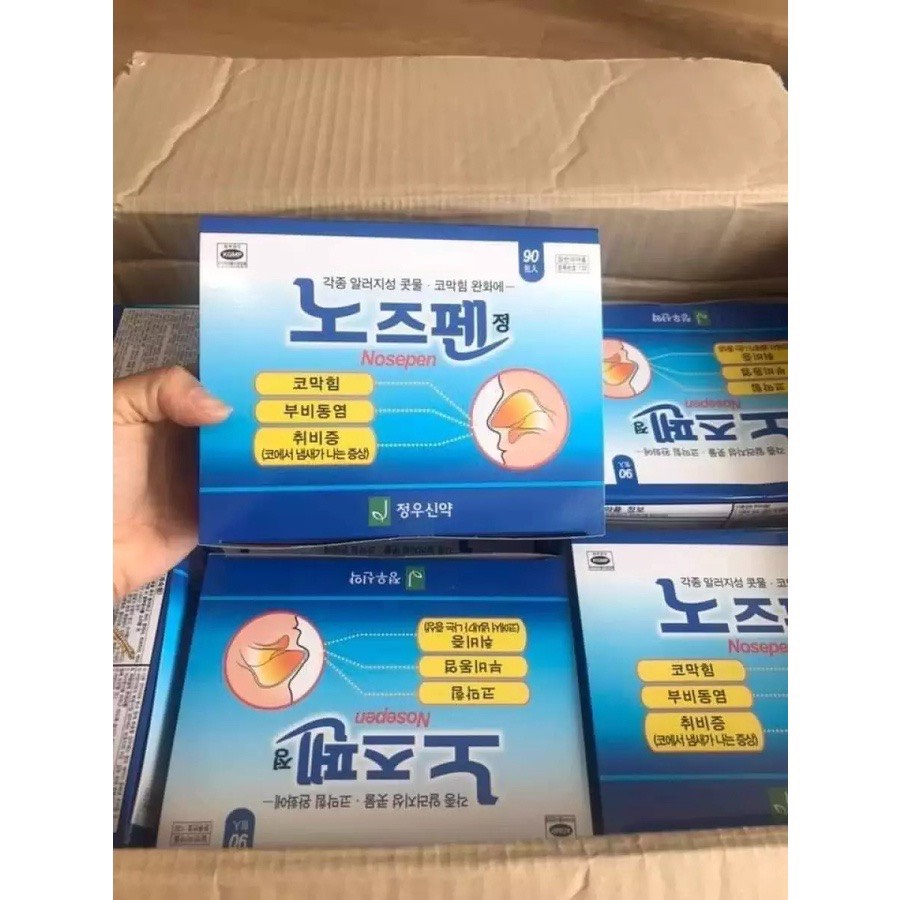 Viên Uống Cải Thiện Xoang Mũi Nosepen Hàn Quốc, Hộp 90 Gói * 4 Viên, Giúp Mũi Thông Thoáng, Sạch Mủ Xoang