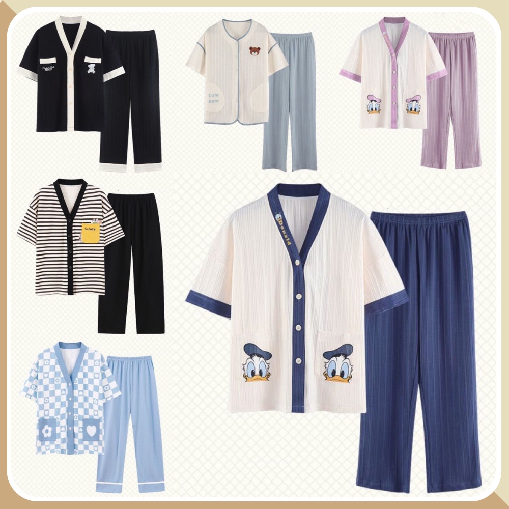 Đồ ngủ nữ pijama tiểu thư, đồ bộ mặc nhà chất cotton tăm thoáng mát