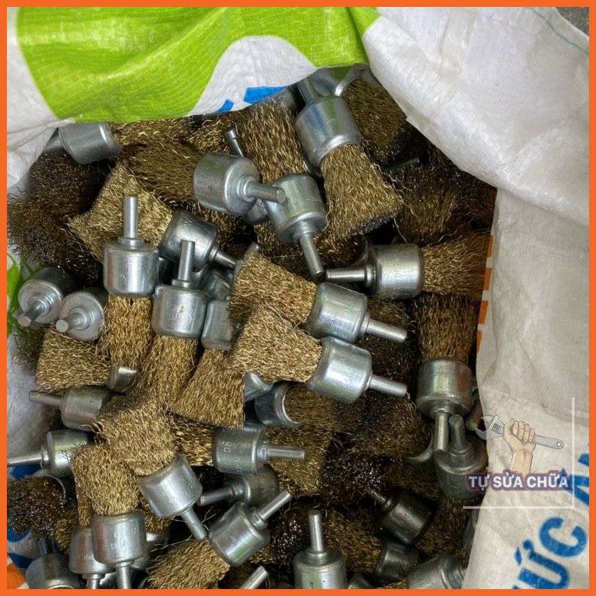 Chổi đánh rỉ sét chuôi 6mm nhiều kích thước chuyên dùng cho máy khoan, máy chà nhám