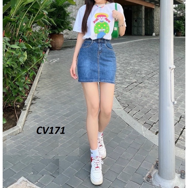 Chân Váy Jeans Co Giãn Có Lót Quần CV171