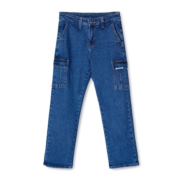 OWL BRAND® RELAX JEANS CARGO - Quần Jean Túi Hộp Xanh Đậm - OWL010421