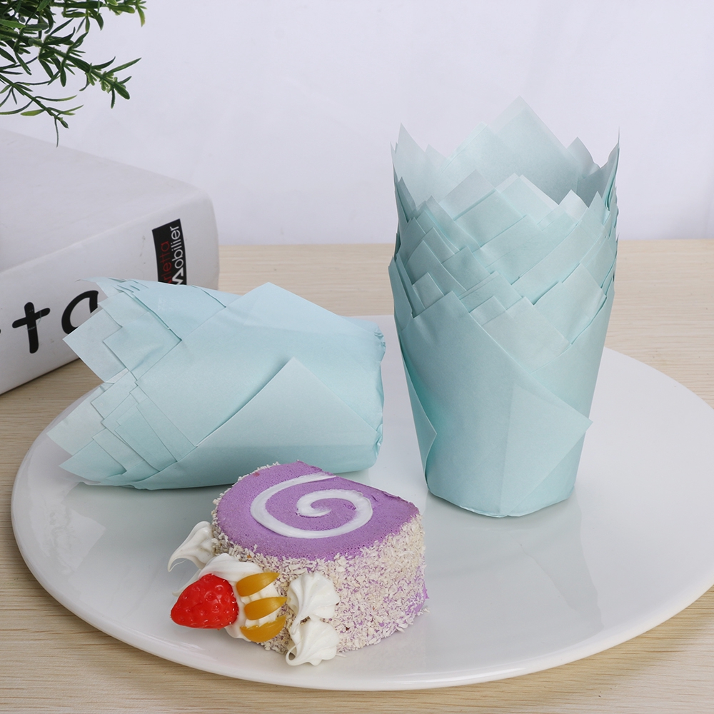 KUNHEV 50 Khuôn giấy nến dùng làm bánh muffin hình hoa mẫu đơn