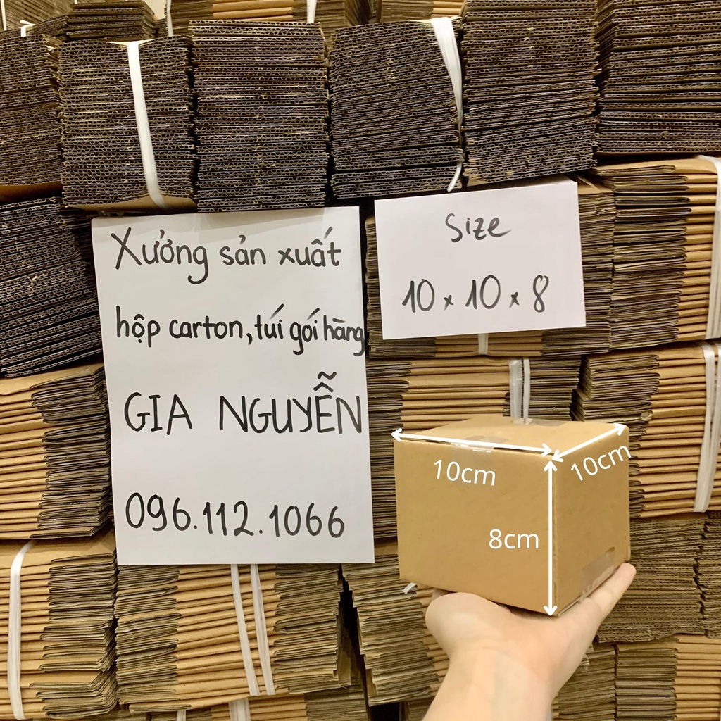 Combo 50 hộp carton đóng hàng cod 10x10x8 Gia Nguyễn