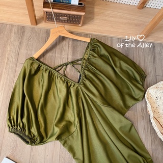 Đầm maxi tay bồng cổ chun nơ