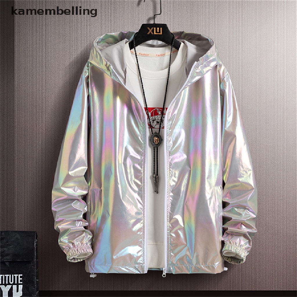 【kam】 2021 Men's Summer Ultra-Light Hood Jacket Thin Windbreaker Fashion Shiny Sunscreen Casual Zipper Coat .