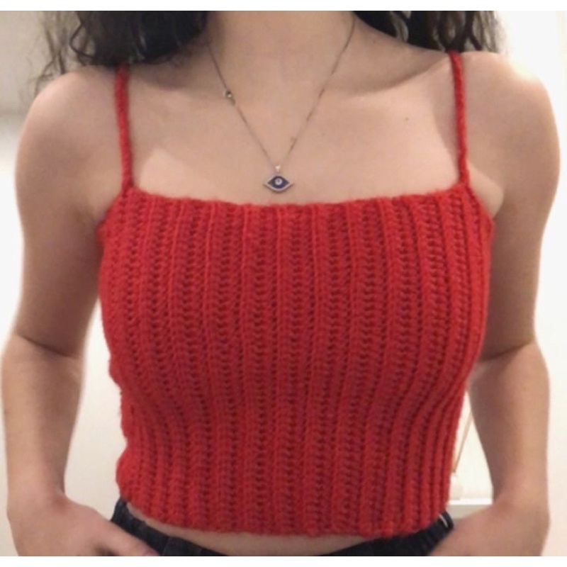 Crochet Basic Croptop-Áo len móc đơn giản