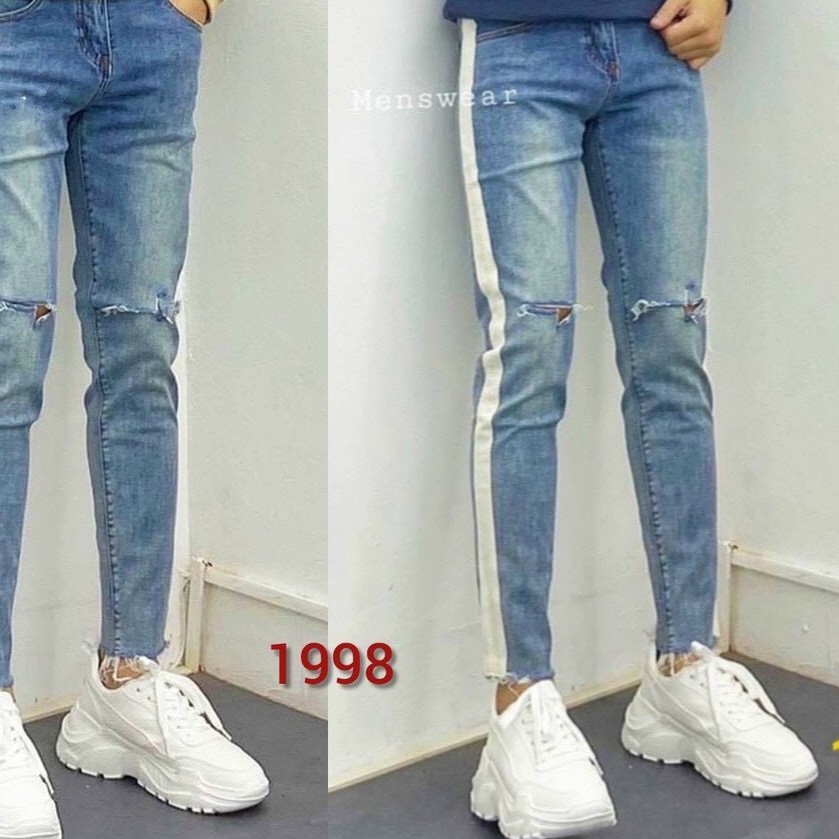 quần jean nam xanh viền trắng mẫu mới hốt lạ
