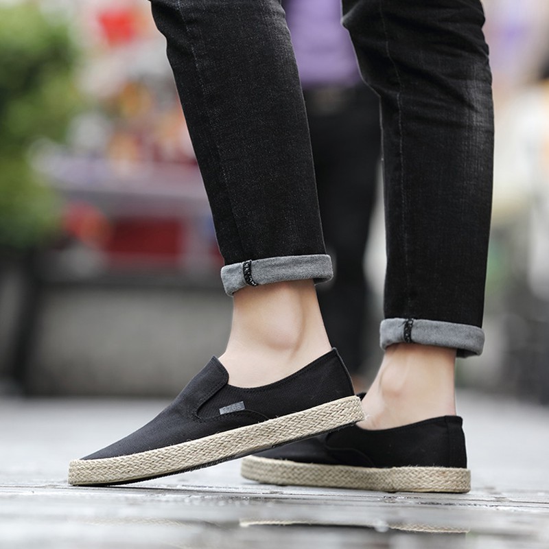 Slip on cói nam - Giày lười vải nam cao cấp thương hiệu 3768 - Vải thô 4 màu (đen), (khaki), (Xanh), (Đỏ) - Mã SP 616C