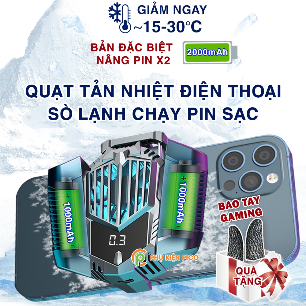 Quạt tản nhiệt điện thoại sò lạnh Pin 2000mAh X3A Pro / Memo DL10 - Quạt sò tản nhiệt lạnh X3A Pro pin sạc không dây