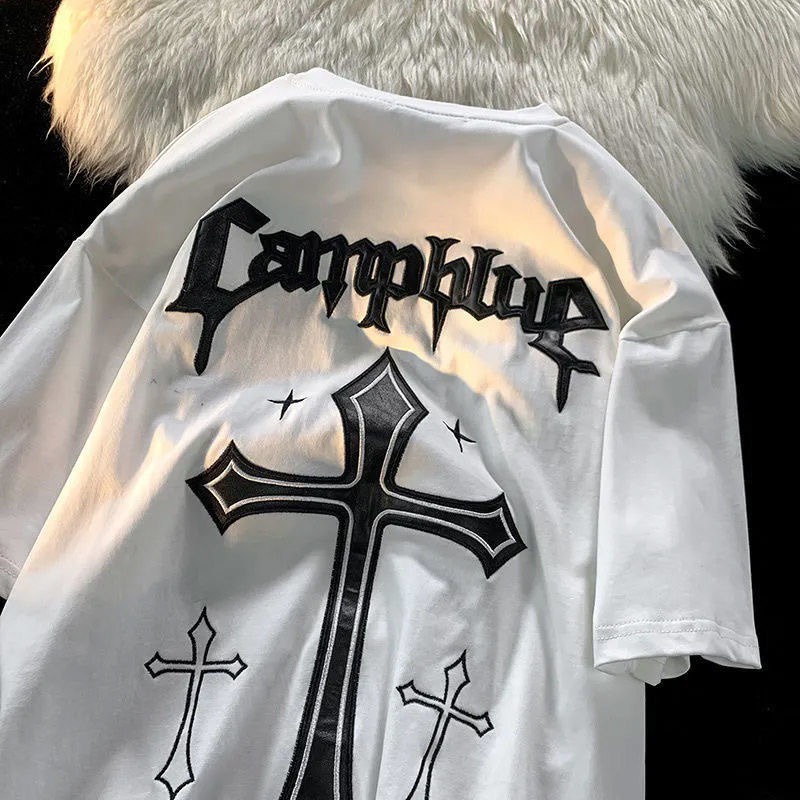 Áo thun nam nữ mỹ unisex tay lỡ Campblue , áo phông rộng polo in hình - khouse