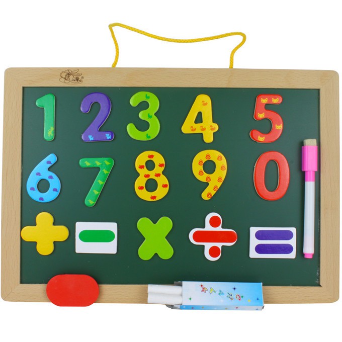 Bảng vẽ và viết từ tính hai mặt treo tường Youdele Bảng viết đồ chơi bằng gỗ JF06 để nhận dạng số và chữ cái 0.65