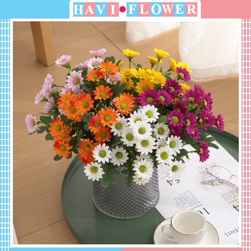 Hoa giả - Combo 10 cành Hoa cúc họa mi Havi 60cm decor bền, đẹp, thanh lịch, phụ kiện cho các studio