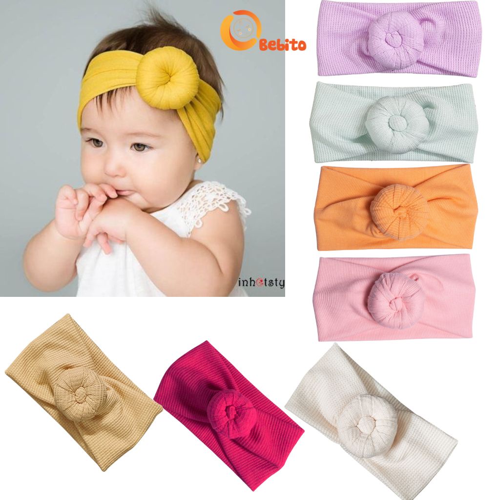 Băng Đô Nơ Củ Tỏi Cho Bé Gái -Turban Củ Tỏi Dễ Thương