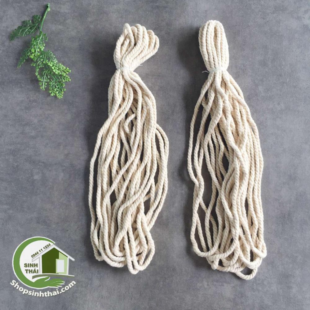 Dây thừng mềm màu trắng - dây thừng se Macrame cotton dày 7mm