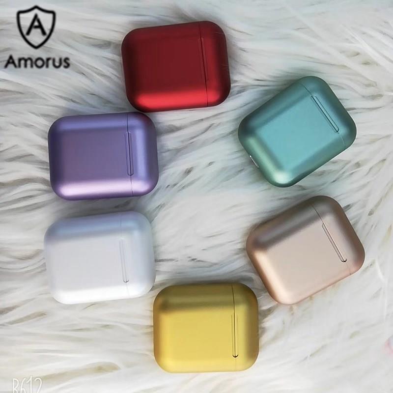 Tai nghe nhét tai không dây Amorus màu Macaron ánh kim hỗ trợ Bluetooth 5.0 chất lượng cao