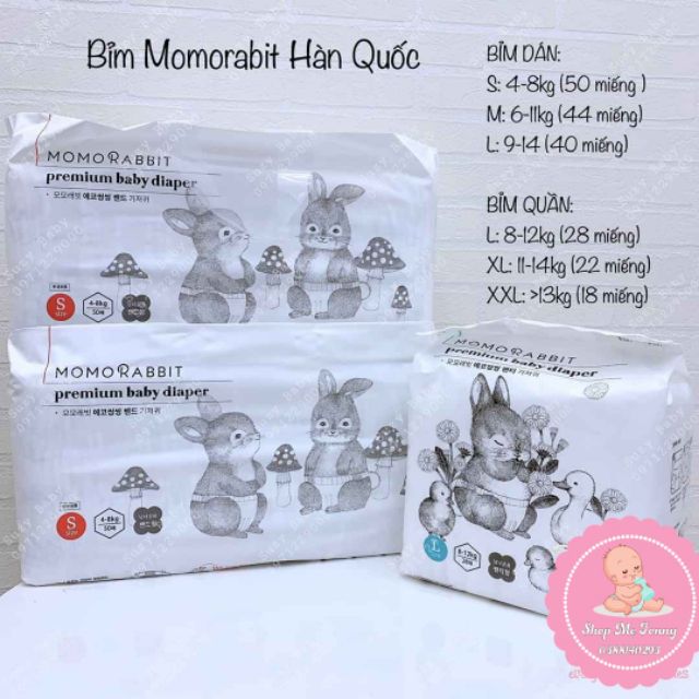 Bỉm dán/quần Momorabit nội địa Hàn S50/M32/L40/XL36