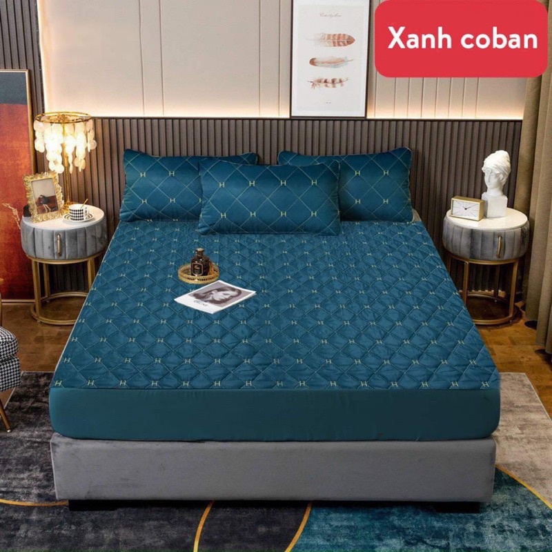 Ga gối bọc chun  lụa trần chữ H mềm mịn dùng cho cả 4 mùa