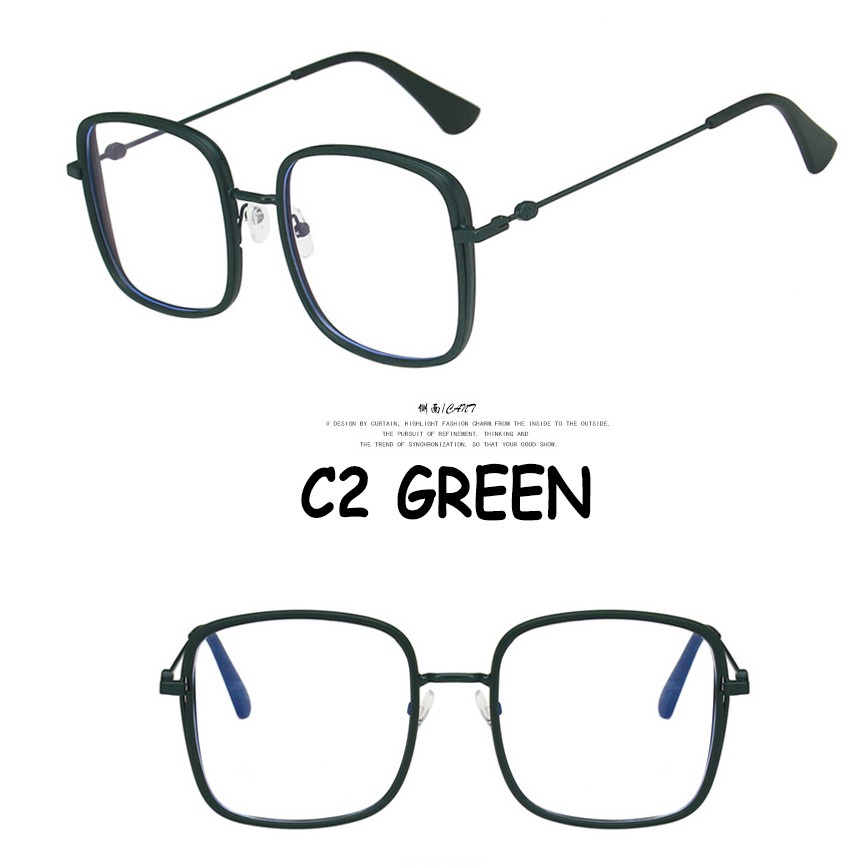 Kính mát gọng kim loại vuông chống bức xạ máy tính kiểu dáng thời trang đơn giản cho nữ