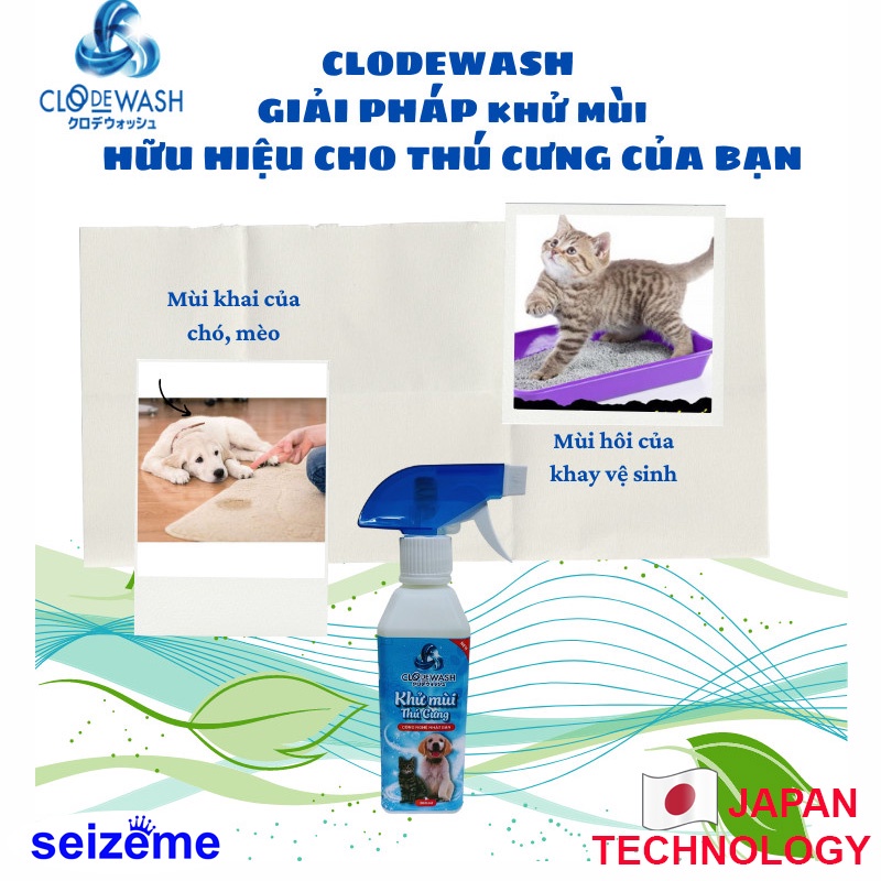 Xịt Khử Mùi Thú Cưng, Vật Nuôi PET trong gia đình trang trại Spa Thú Cưng CLWash 300ml