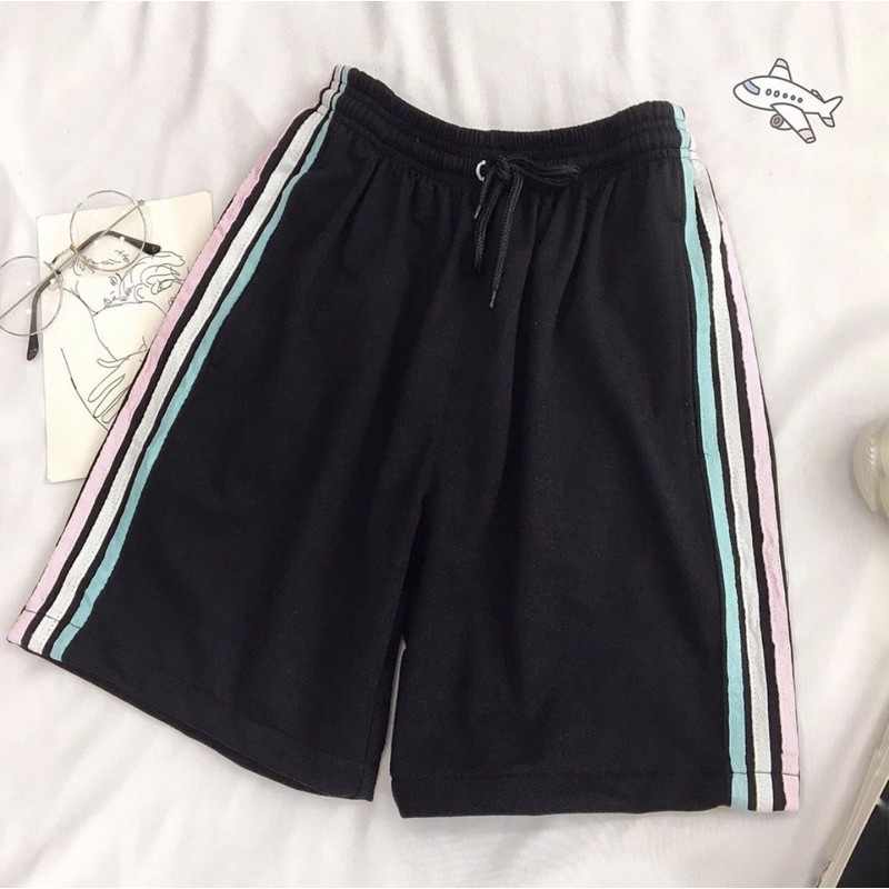 Quần Short Thun Ống Rộng Phối Line Unisex | BigBuy360 - bigbuy360.vn
