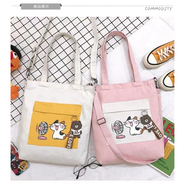 TÚI TOTE MÈO VÀ QUẠT