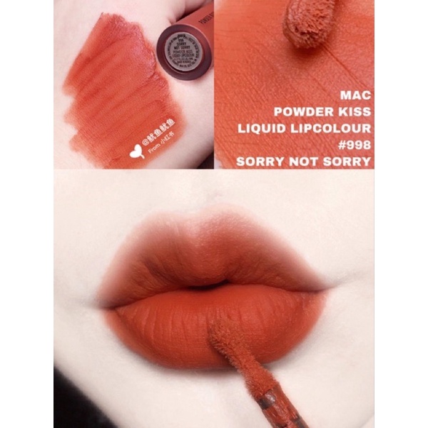 Son kem Mac Powder Kiss Liquid Lip Colour Devoted to chili 991/ Mull It Over 989