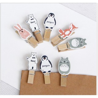 10 kẹp gỗ treo ảnh mẫu gấu, thỏ