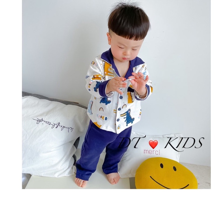 [Sao chép][Siêu Sale] BỘ PIJAMA BÉ TRAI IN HÌNH KHỦNG LONG VẢI MỀM MỊN  SIZE 9-19KG(PJMKL)