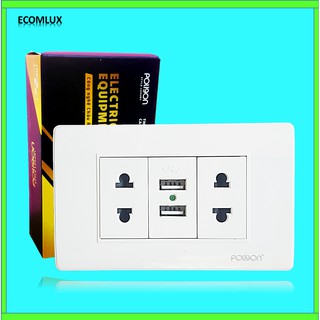 (HOT) Ổ Cắm USB Âm Tường, Ổ Cắm USB Đa Năng Kèm 2 Ổ Cắm Đơn ( Màu Trắng)