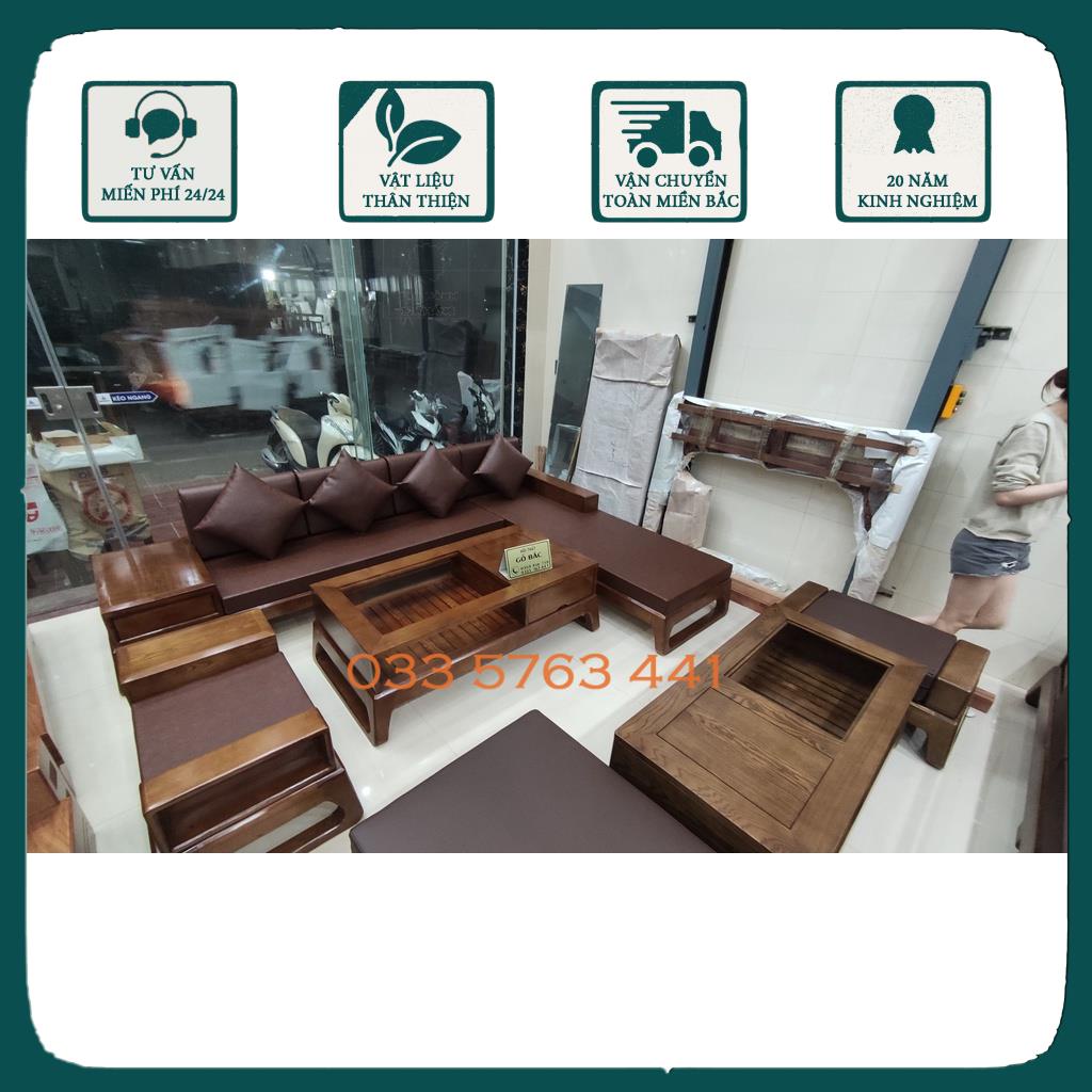 Bộ ghế sofa góc L kích thước 2m7x1m8 dành cho phòng khách lớn phong cách hiện đại, sang trọng