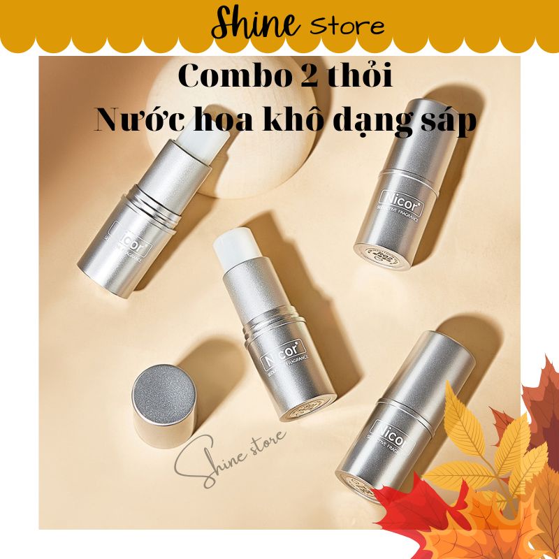 Set 2 thỏi Nước hoa khô Nicor mini dạng sáp lăn khử mùi lưu hương lâu khử mùi cho nam và nữ, nước hoa nội địa trung
