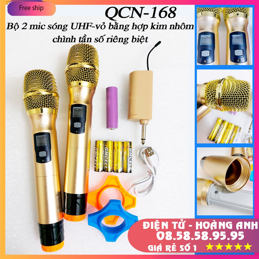 Micro đa năng QCN -168..là dòng mic cao cấp sử dụng sóng UHF chình tần số riêng biêt lên tới 10 kênh