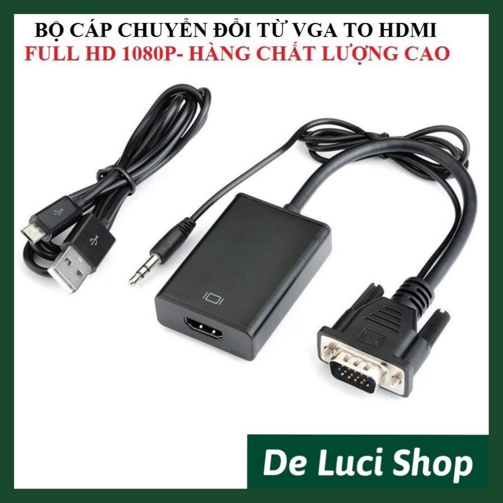 Cáp chuyển đổi VGA sang HDMI Có Audio - Hàng chất lượng - VGA TO HDMI Kèm Dây Micro USB