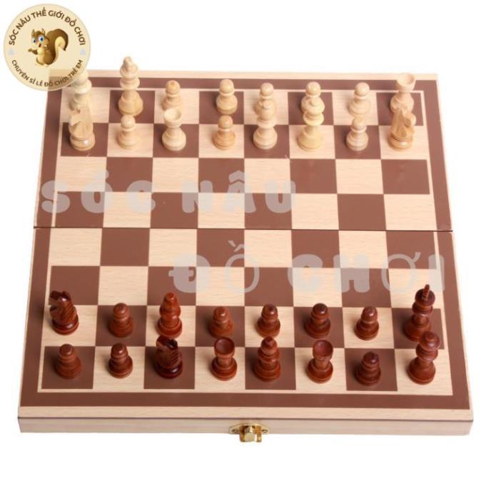 Đồ chơi trí tuệ bộ cờ vua gỗ đẹp sang trọng gọn nhẹ đồ chơi thông minh dành cho mọi lứa tuổi Sóc Nâu