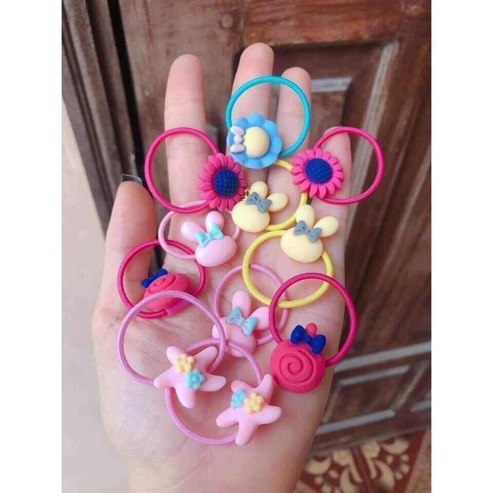 Sỉ hộp 40 chun buộc tóc loại đẹp cho bé yêu