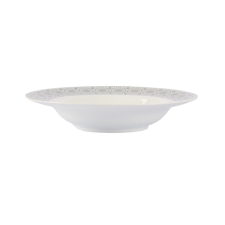 Đĩa Sâu Lòng Kích thước 18cm x 3cm chất liệu bằng Sứ FLORIST Hoạt Tiết Màu Trắng Sang Trọng Index Living Mall