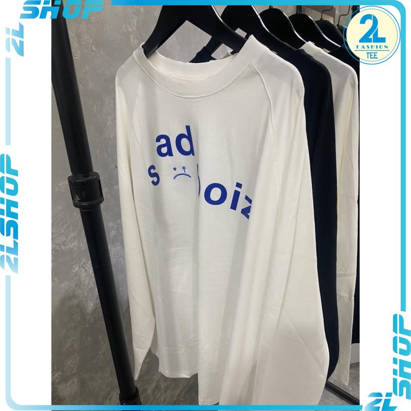 Áo thun tay dài SADBOIZ RIPPED SIGNATURE LONG SLEEVE (có logo thêu) , áo thun cá tính mặt mếu chữ Xanh