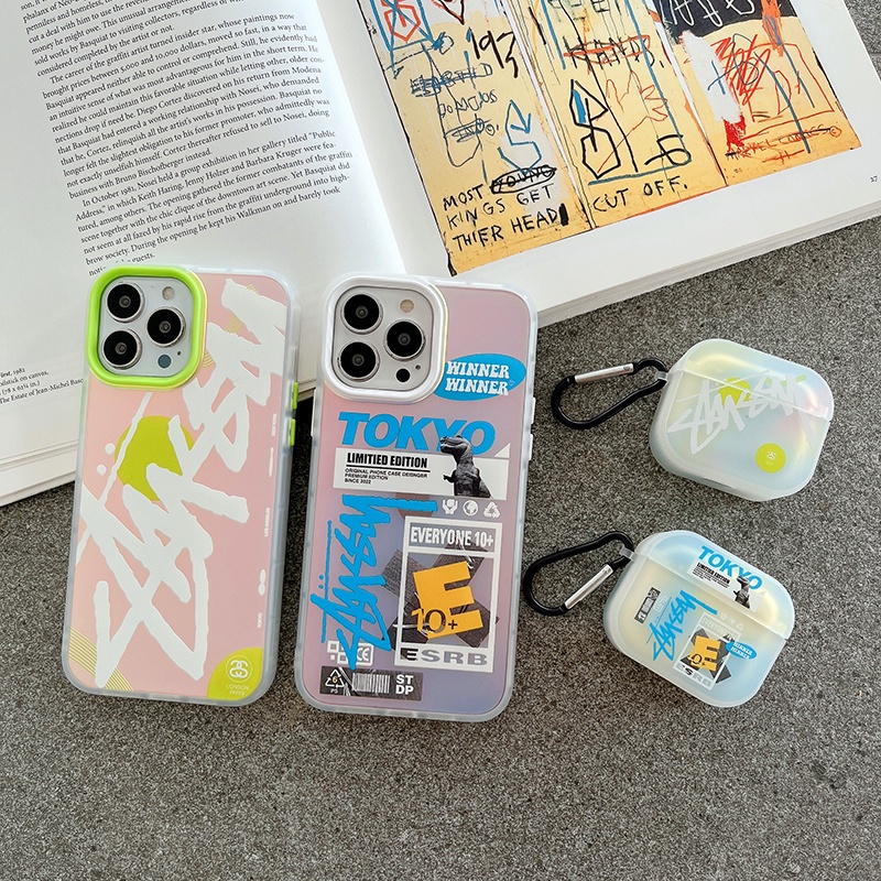 Vỏ Bảo Vệ Hộp Sạc Tai Nghe Bluetooth Không Dây Airpods 1 / 2 3 Pro Air Pods Pro 3 Họa Tiết Stussy Thời Trang