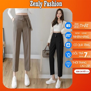 Quần baggy nữ lưng cao 3 cúc vạt nơ [Hàng Cao Cấp] Quần baggy thiết kế mới siêu đẹp, vải tuyết mưa sang xịn mịn