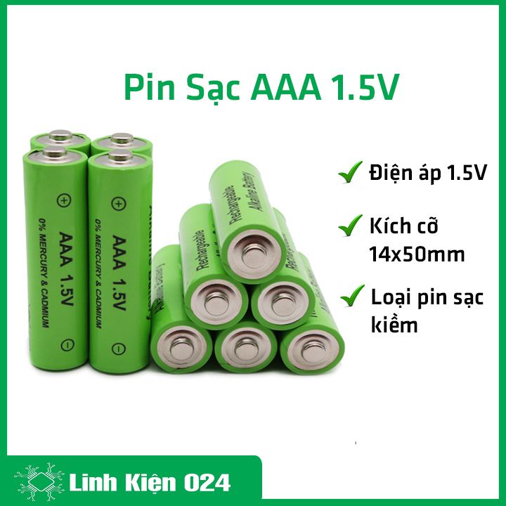 Pin sạc AAA điện áp 1.5V sạc nhanh, hiệu suất ổn định